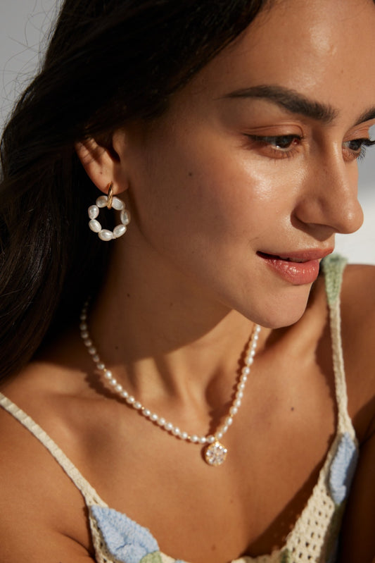 Pearl Orbit Hoops — Freshwater Pearls & Gold Plated Silver