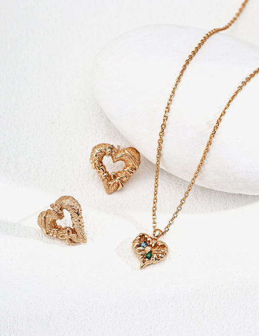 Baroque Ribbon Heart — 18K Gold Plated S925 Earrings