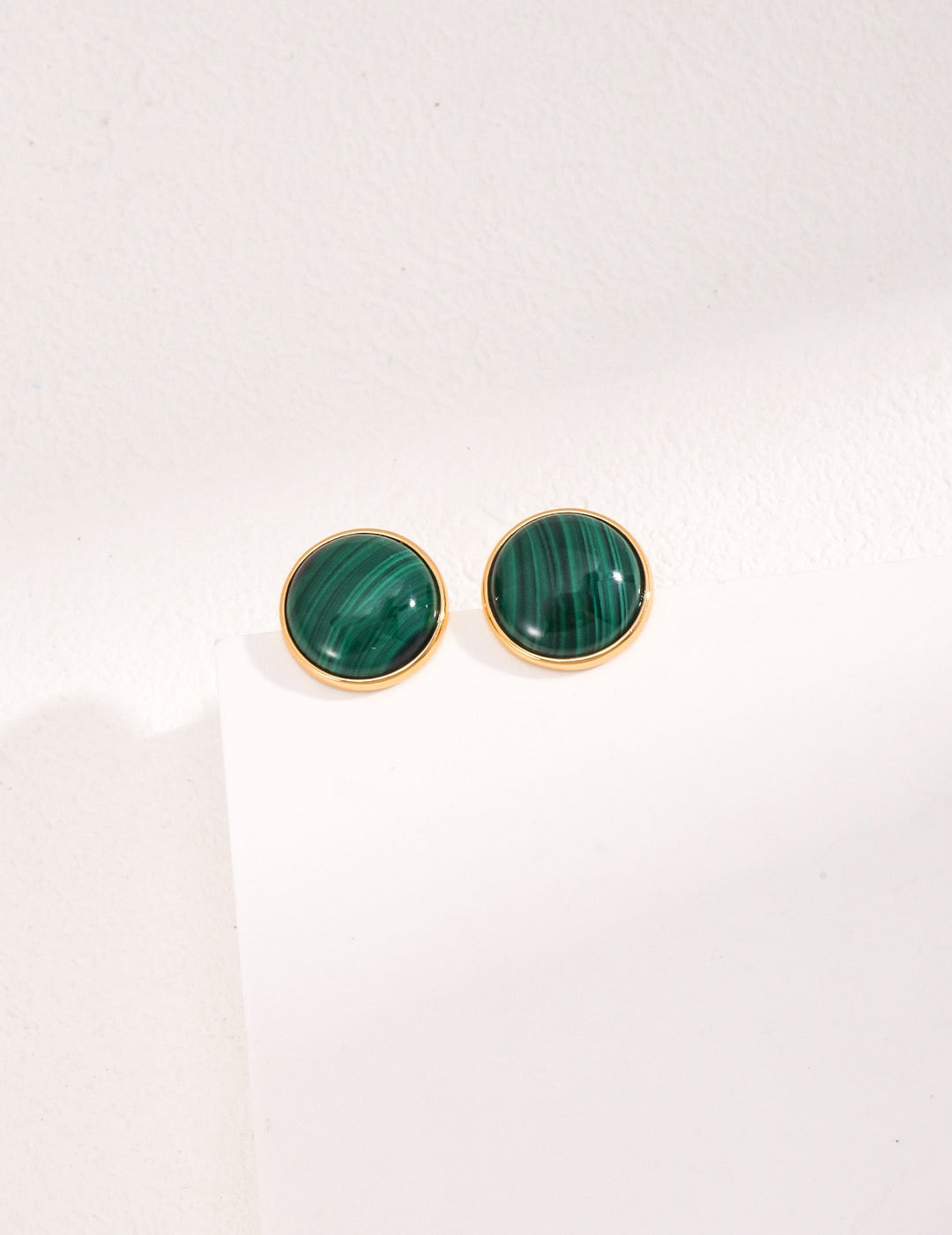 Verdant Glow Studs — Malachite & 18K Gold Plated S925 Silver