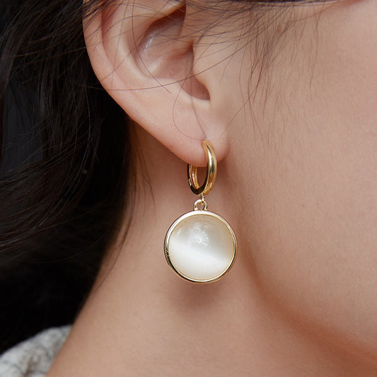 Moonlit Glow Drops — Cat’s Eye Stone & 18K Gold Plated S925 Earrings