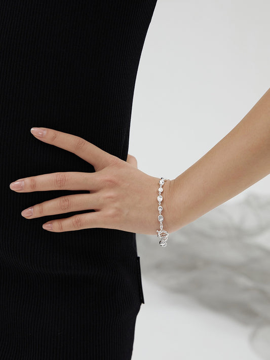 Molten Gleam — Textured Silver Bracelet