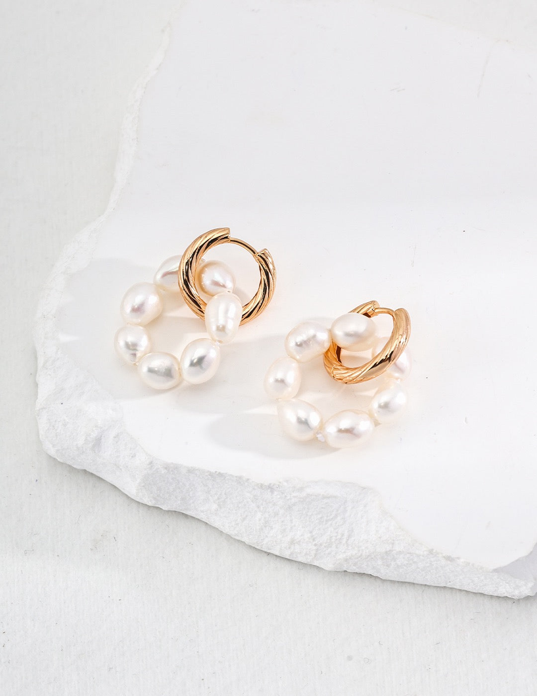 Pearl Orbit Hoops — Freshwater Pearls & Gold Plated Silver