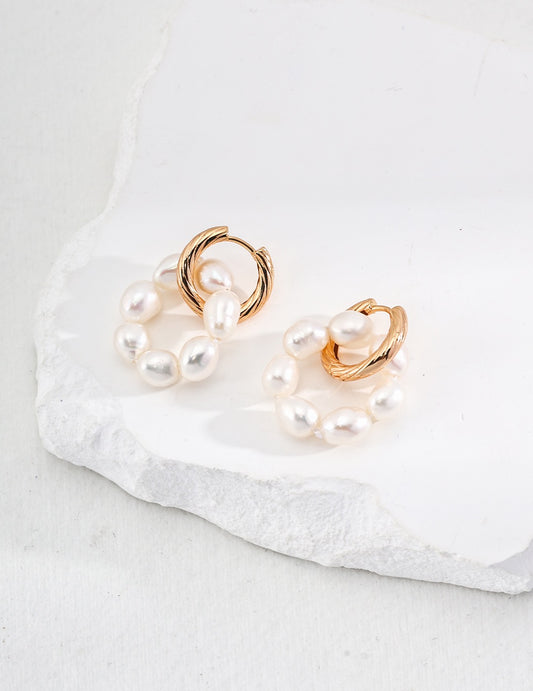 Pearl Orbit Hoops — Freshwater Pearls & Gold Plated Silver