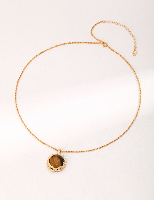 Earth Glow Pendant — Tiger’s Eye Stone & Gold Carved Setting