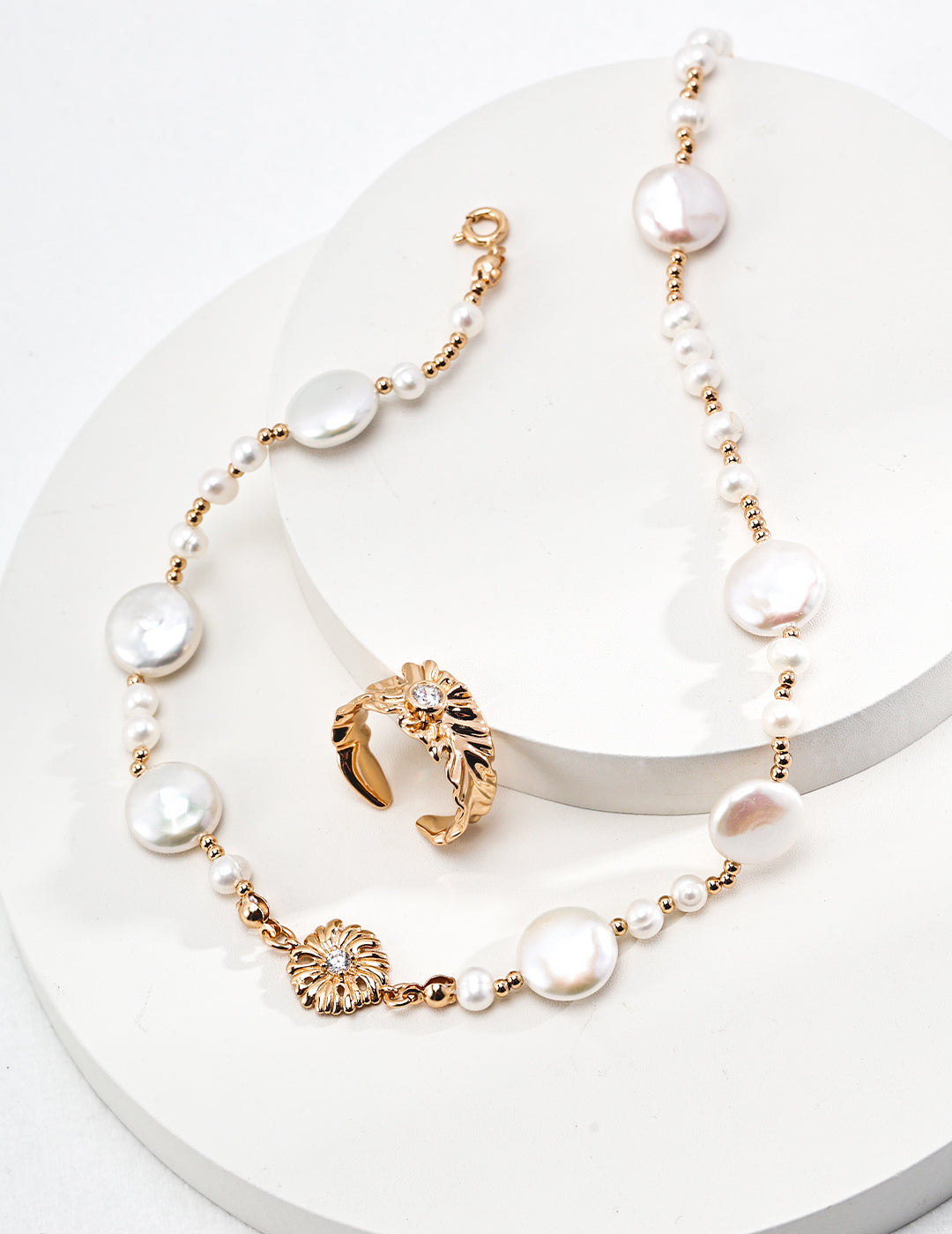 Floral Pearl Set — Blooming Gold & Irregular Freshwater Pearls