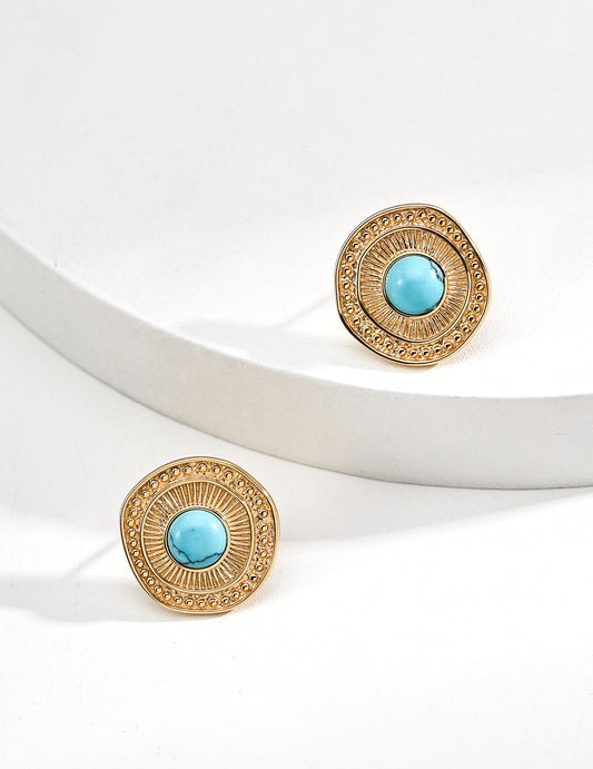 Vintage Aura — 925 Sterling Silver Turquoise Stud Earrings