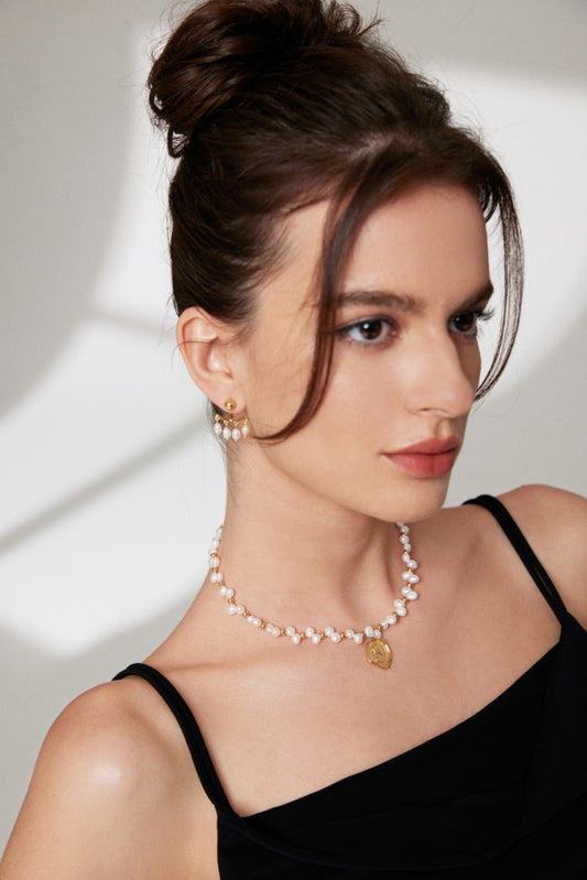 Baroque Rice Pearl Drop — 18K Gold Plated S925 Earrings
