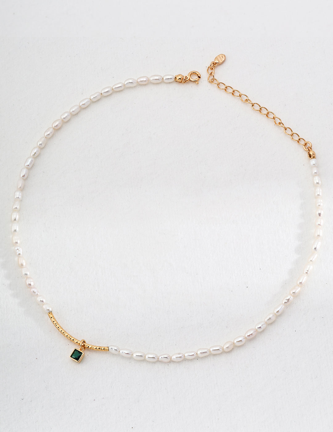 Square Sugar Pendant Necklace — Vintage Gold & Mini Pearls