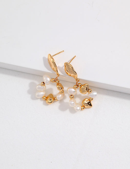 Aurora Pearl Hoop— 18K Gold Plated S925 Silver