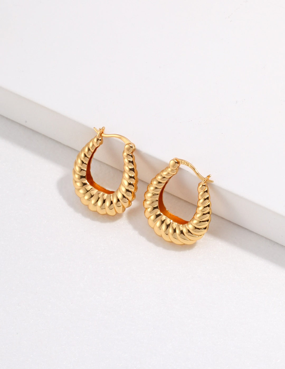 Twist Texture Hoops — 18K Gold Plated S925 Silver