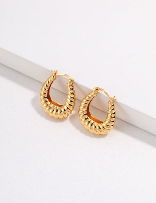 Twist Texture Hoops — 18K Gold Plated S925 Silver