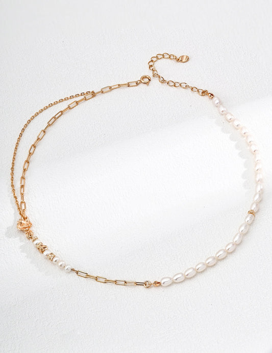 Rose Thorn Pearl Necklace — Freshwater Pearls & 18K Gold Plated S925 Silver
