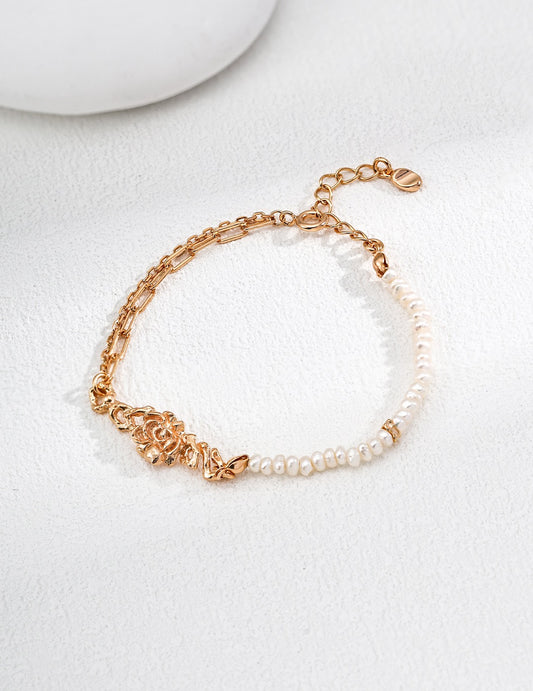 Rose Thorn Pearl Bracelet — Freshwater Pearls & 18K Gold Plated S925 Silver
