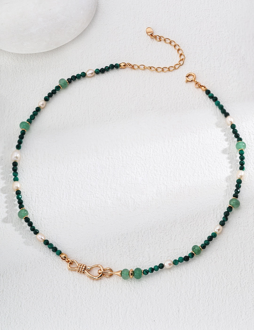Emerald Harmony Necklace — Malachite, Aventurine & Freshwater Pearls