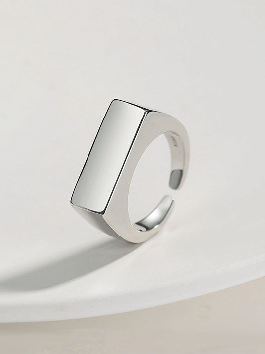 Geometric Silver Band — Minimalist S925 Sterling Silver Ring