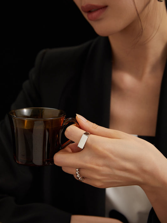 Geometric Silver Band — Minimalist S925 Sterling Silver Ring