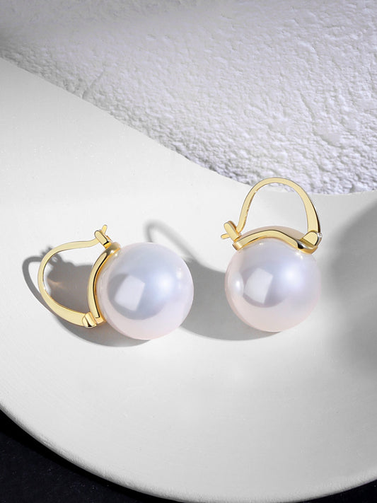 Pearl Elegance Hoops — Natural Pearl & 18K Gold Plated S925 Silver