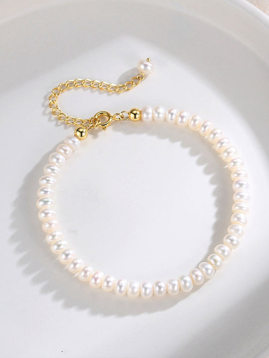 Classic Pearl Bracelet — Freshwater Pearls & 18K Gold-Plated S925 Silver