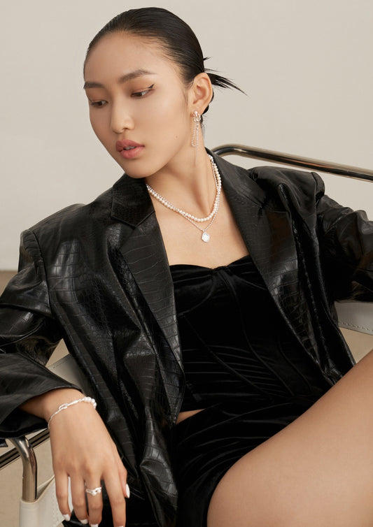 Mirror Lake Dual-Strand Necklace — Sterling Silver & Natural Pearls