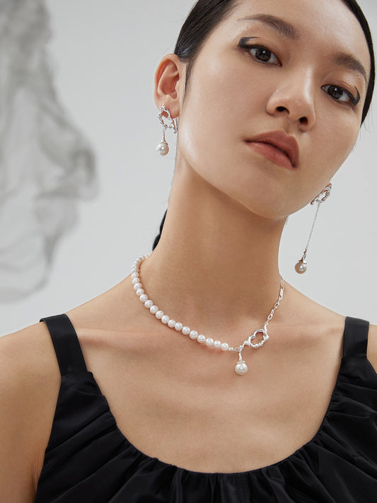 Ripple Pearl Drops — Asymmetrical Silver & Natural Pearls