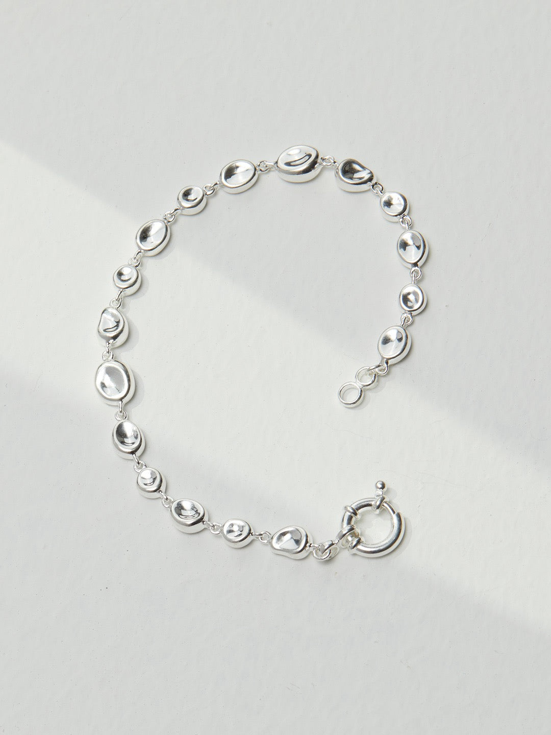 Molten Gleam — Textured Silver Bracelet